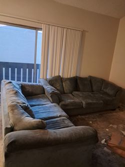 Large Gray Microfiber Sectional Sofa