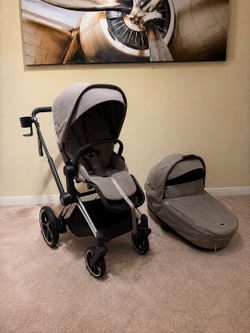 Cybex e-Priam Platinum Stroller + Brand New Bassinet | Soho Grey
