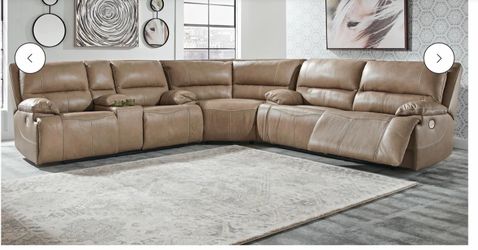 Ricmen 3 pc sofa with 2 sets of recliners.  Both have center consoles.  100% Leather