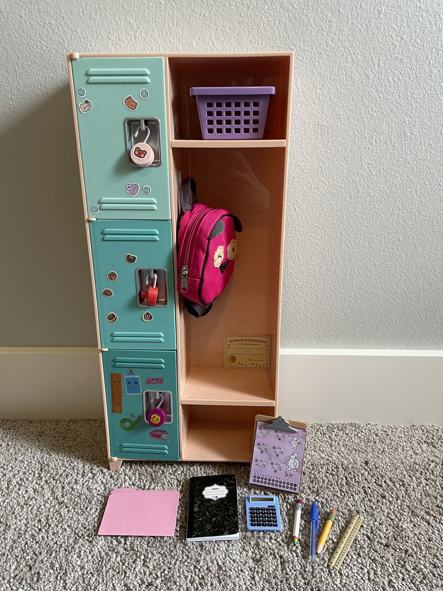 Doll School Locker/Supplies (our Generation)