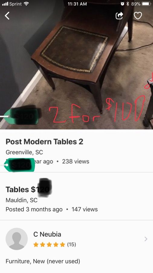 Post modern tables $100 for both