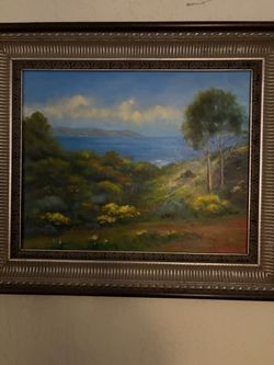 Framed Oil Painting Coastal Landscape
