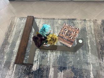 Glass Top Coffee Table with Wood Frame