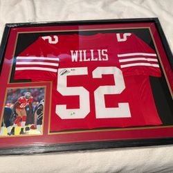 49ers Patrick Willlis Framed Autograph Jersey 