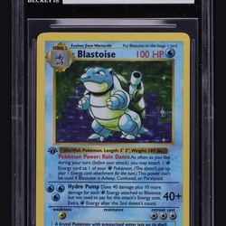 1999 Pokemon Base Set Shadowless 1st Edition Holo Blastoise #2 BGS 7 NRMT