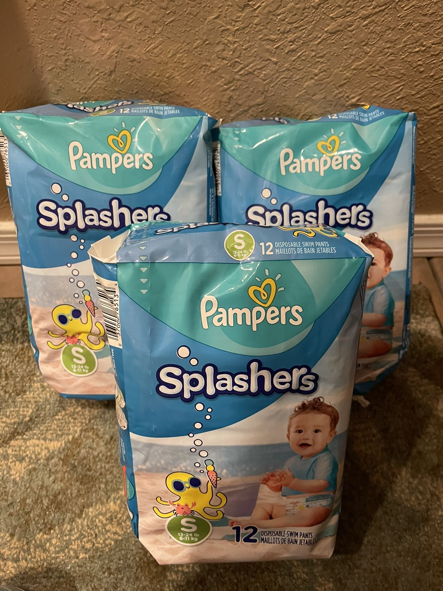 Pampers Splashers 👶🏻 💦 Size Small 12 ct Set of 3 Bags