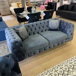 Oslo Dark Gray Velvet Living Room Set / 2pc  