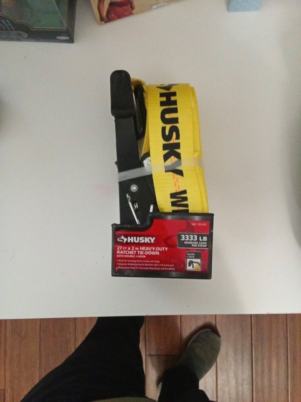 Husky - 27fy 2in Heavy- Duty Ratchet Tie-down Double J -Hook