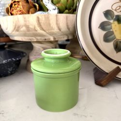 The Original Butter Bell Crock by L Tremain, Countertop French Ceramic Butter Dish Keeper - Apple Green Color