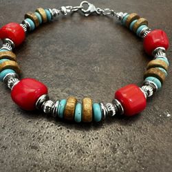 Handmade Turquoise Howlite Beaded Bracelet for Women