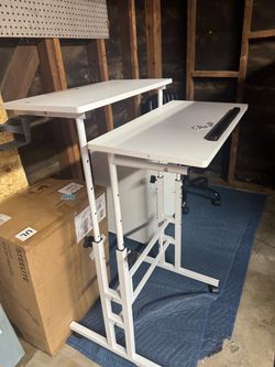 Mobile Standing Desk with Dual Tiers