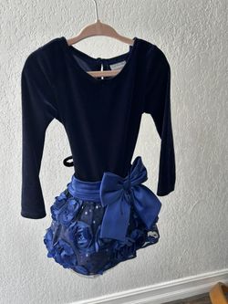 Royal Blue Velvet And Satin Toddler Dress