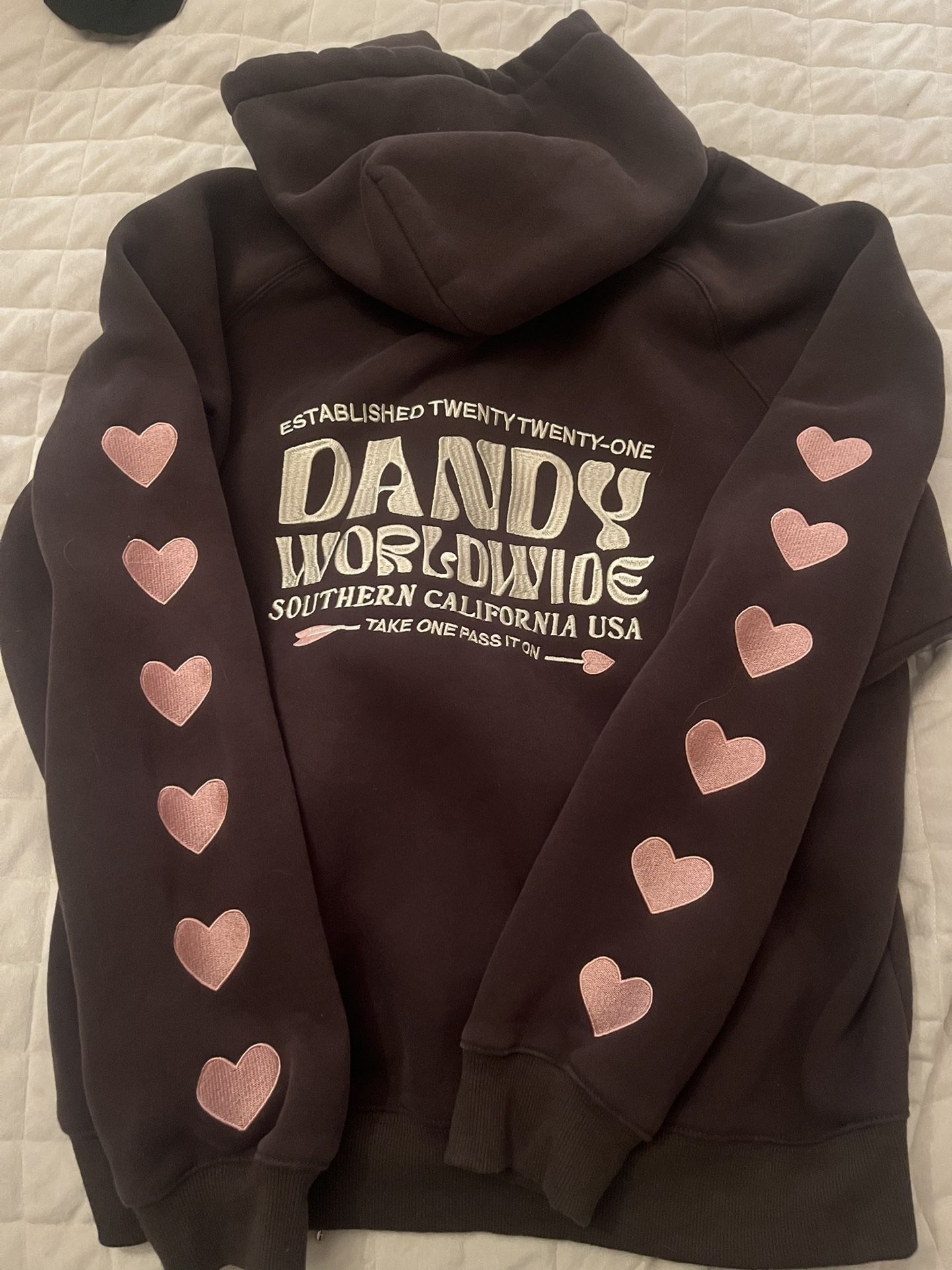 dandy worldwide heart on my sleeve hoodie dark grey