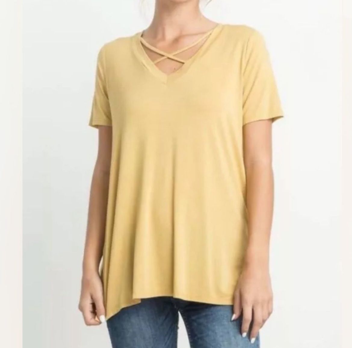 NEW Mittoshop Mustard Yellow Crisscross Top Size Medium