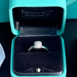 Tiffany & Co. Paloma Picasso 18K white gold Pave 0.16CTW Diamond Sugar Stack Cocktail Ring sz5.25