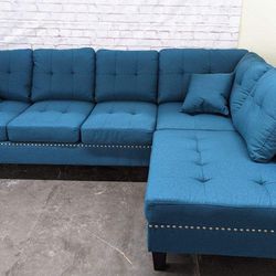 Azure 2PC Fabric Upholstered Sectional W/2 Accent Pillows - NEW IN BOX!