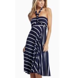 PENDING Elan 8-way Jersey Cover-up Convertible Skirt/Dress Navy Blue/White Striped OS