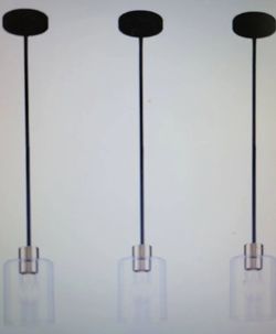 KLSS Farmhouse Modern Black & Brass 7" Pendant Light Fixtures (3-Pack with Black & Brass Downrods