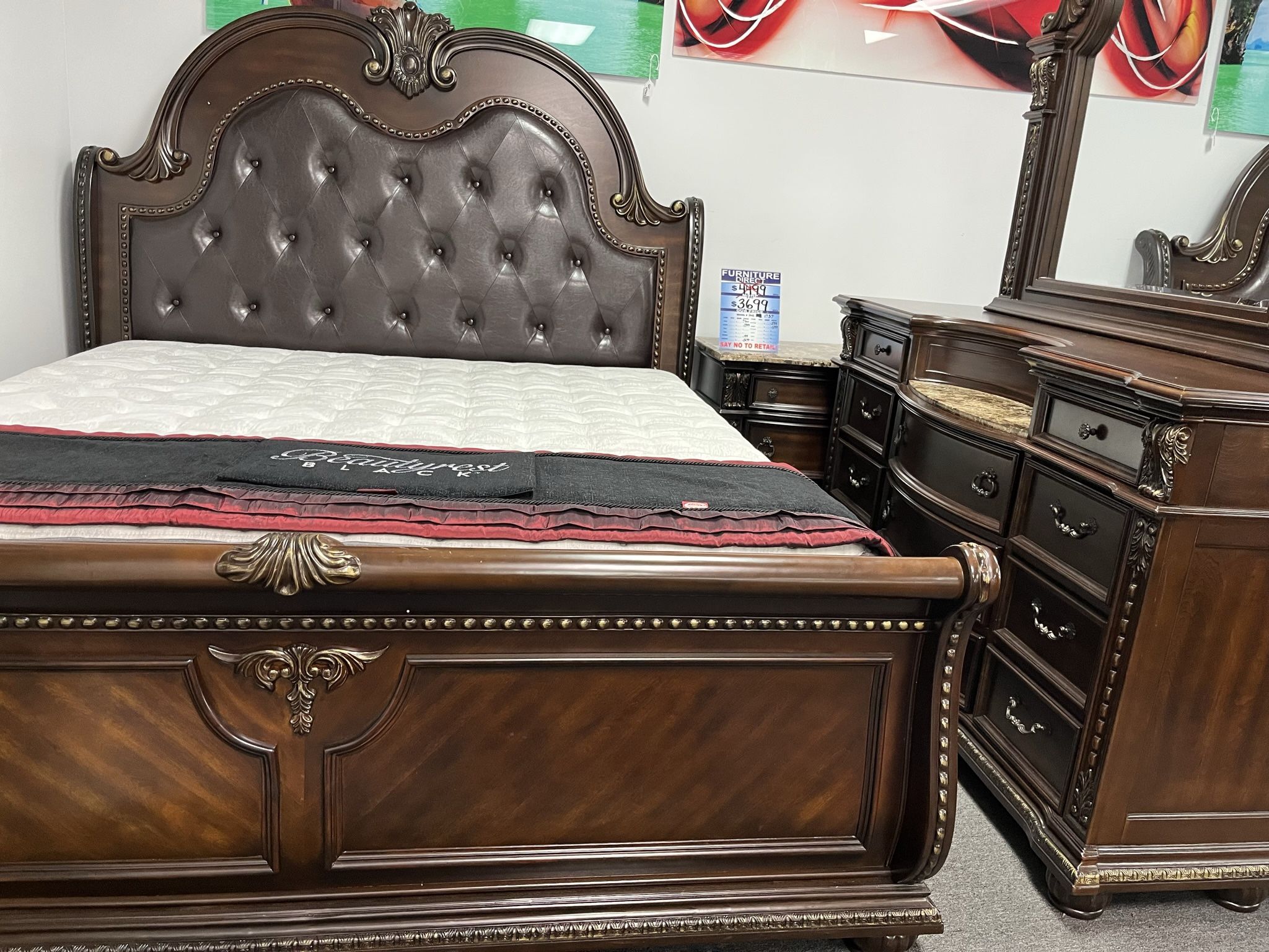 🤩🤩solid Wood Bedroom Sets On Spring Sale $1499 King Bed Dresser & Mirror 🤩🤩