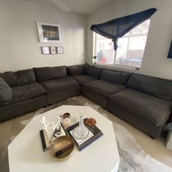 Albany Park Pillow Cushion Kova Pit Modular Sectional Couch Charcoal Gray