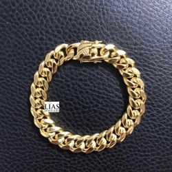 New 18k Yellow Gold Cuban Link Bracelet 