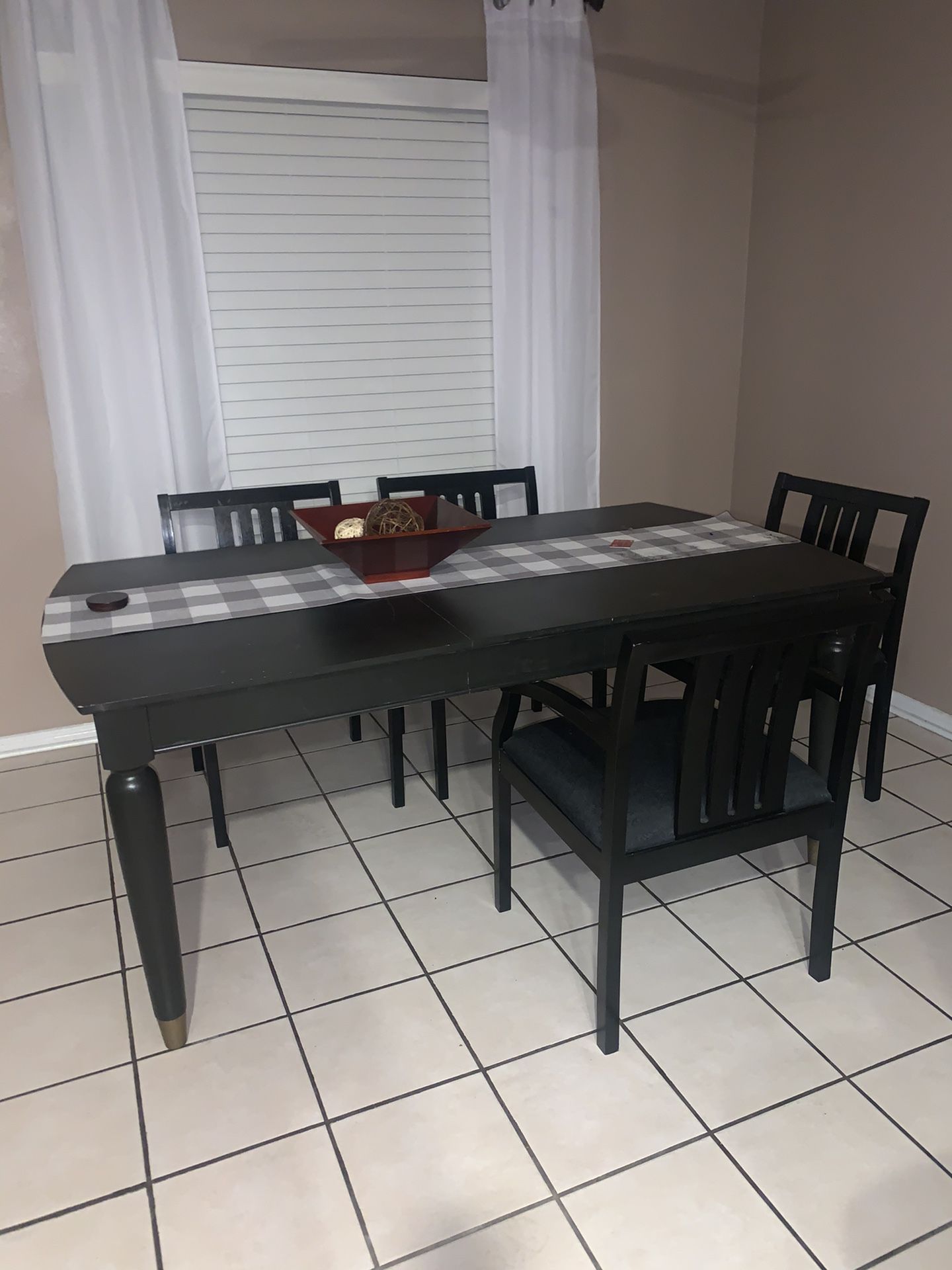 Painted Black Kitchen Table w/ 5 chairs