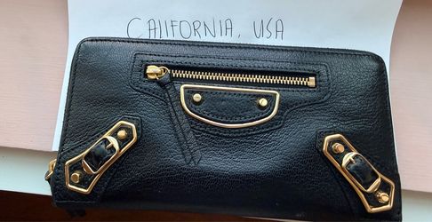 Balenciaga Classic Metallic Edge Zip Around Wallet – Black