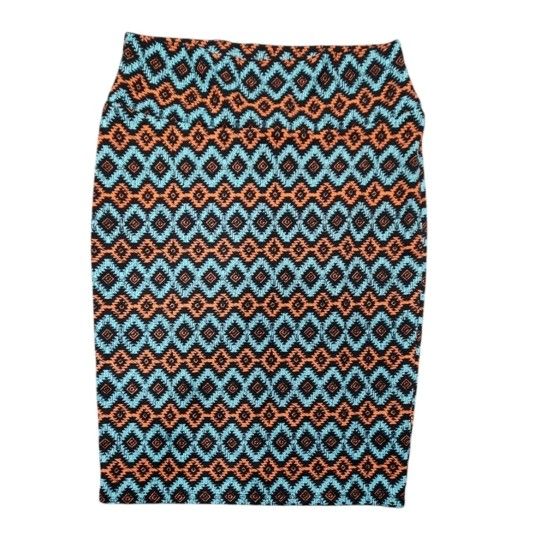 LulaRoe Size Medium Turquoise Black Orange Cassie Pencil Skirt New