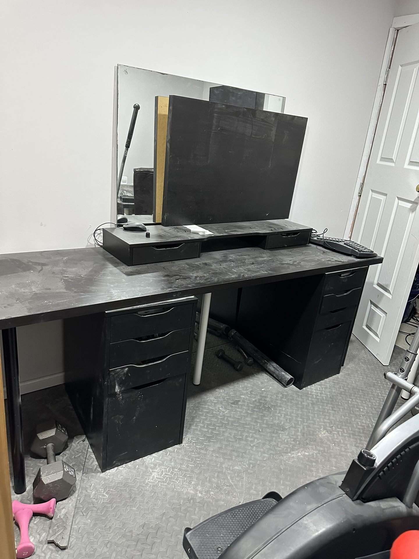 IKEA Black Desk Top With Drawers