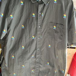 Disney Store Mickey Mouse Pride Short-sleeved Shirt For Adults size xl as is