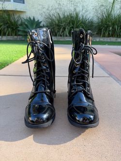 Forever Shiny Patent Combat Boots