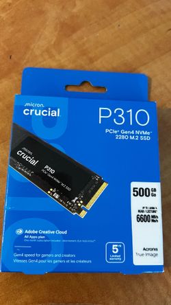 Crucial P310 500GB SSD, PCIe Gen4 NVMe M.2 2280, Up to 6,600MB/s