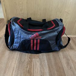 Adidas red gray duffle bag 