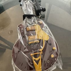 Wooden Miniature Guitar Far Brown Color With Stand And Box
