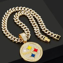 Pittsburgh Steelers Gold Colored Bling Necklace 
