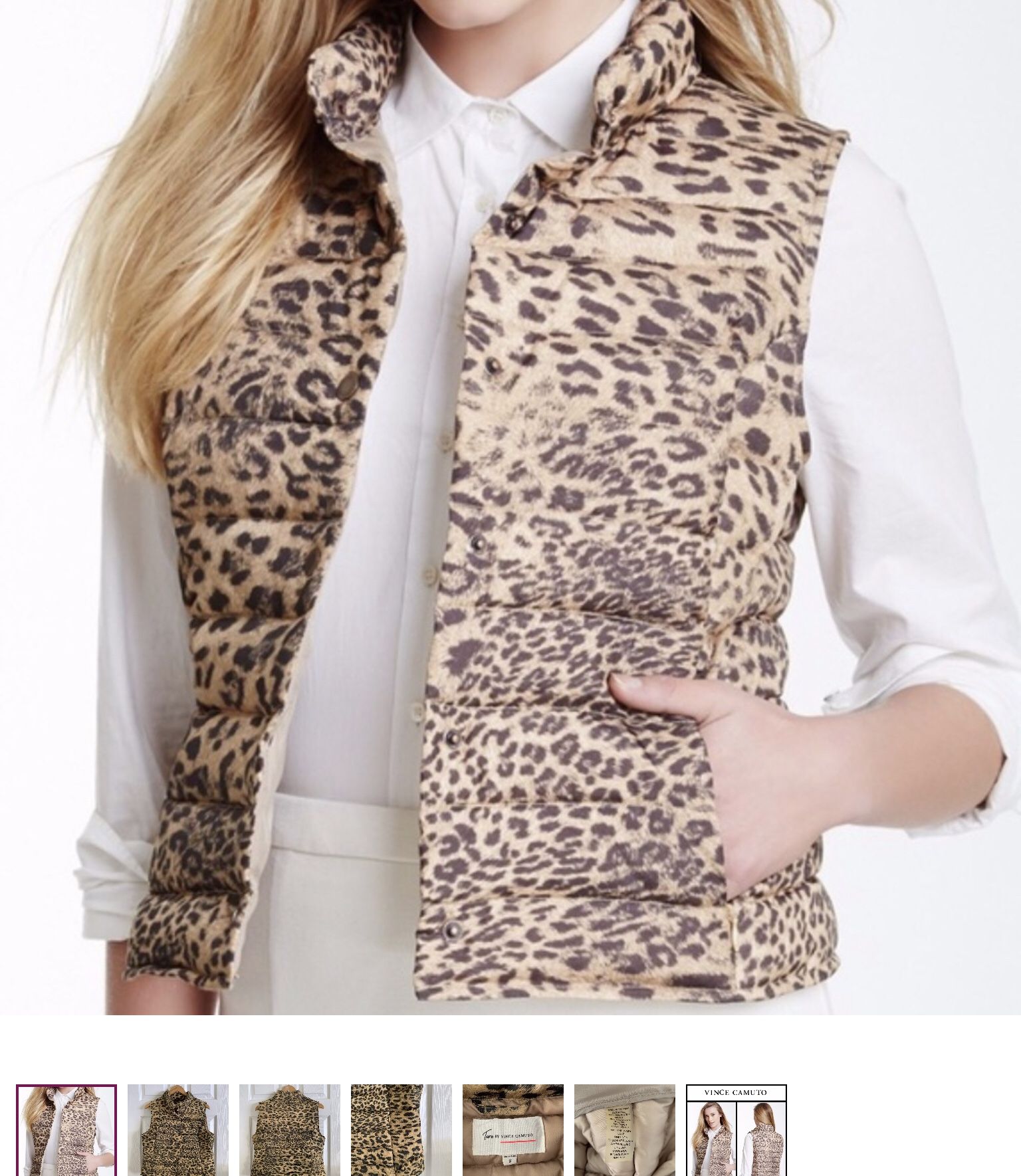 Two By Vince Camuto Leopard Puffer Vest Size Medium