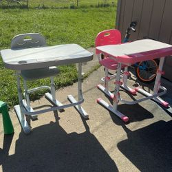2 Desks Pink And Gray