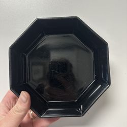 Set of 8 Black Amethyst Glass Arcoroc France 5.5" Octagon Octime Bowl Vintage
