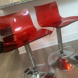 Red Acrylic Bar Stools 