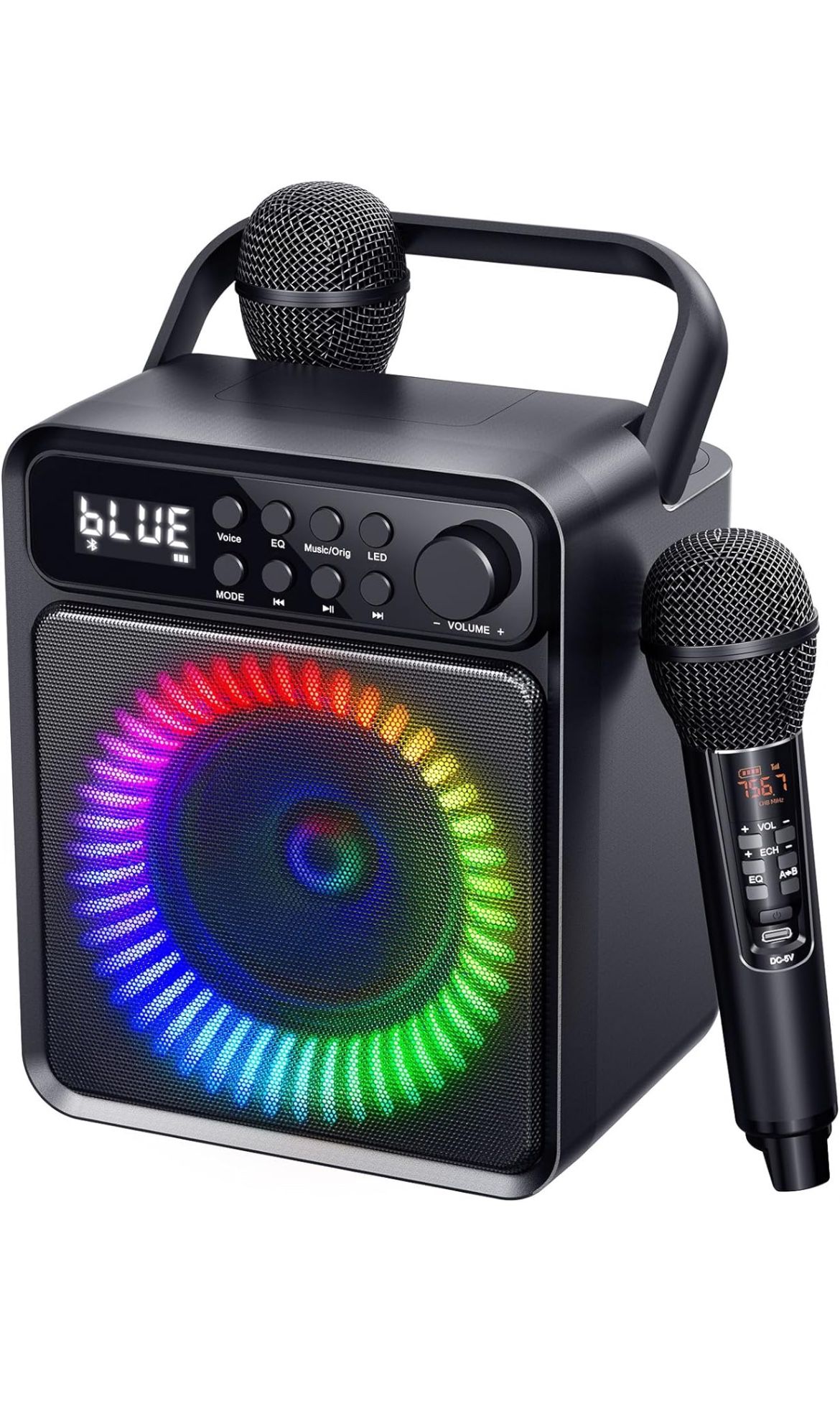 Bluetooth Karaoke Machine with Wireless Microphone - Portable Karaoke Speaker for Adults & Kids with Party Lights