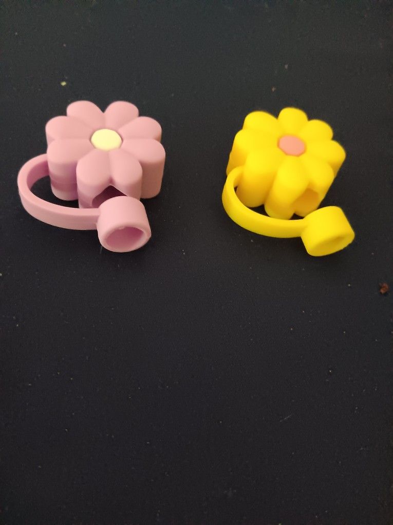 2 Pretty Flower Straw Topper
