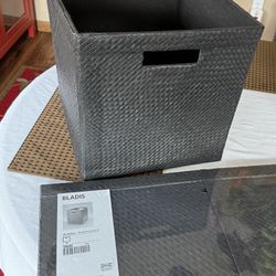 Three (3) IKEA Black Bladis Baskets Or Totes