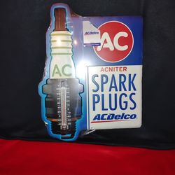 AC Delco Spark Plugs Thermometer Tin Sign NEW