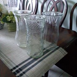 3 Tall Clear  Vases 