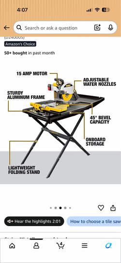 2 year old Dewalt wet saw 10inch