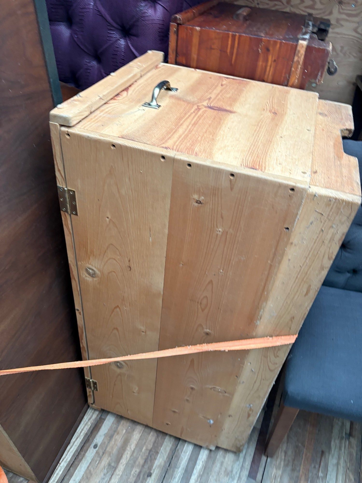 Rustic Wooden Storage Box with Brass Hardware