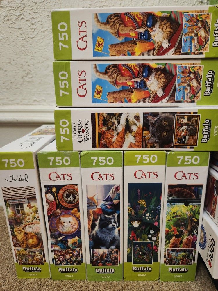 750 Cat Puzzles ($5 each ) With Completed Picture
