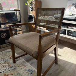 Vintage Mid-Century Cane Back Wood Accent Chair