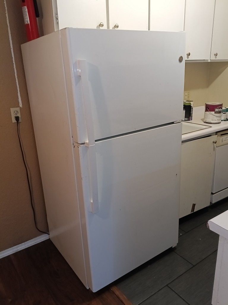 White GE refrigerator & freezer from 2021 - 33x66x33