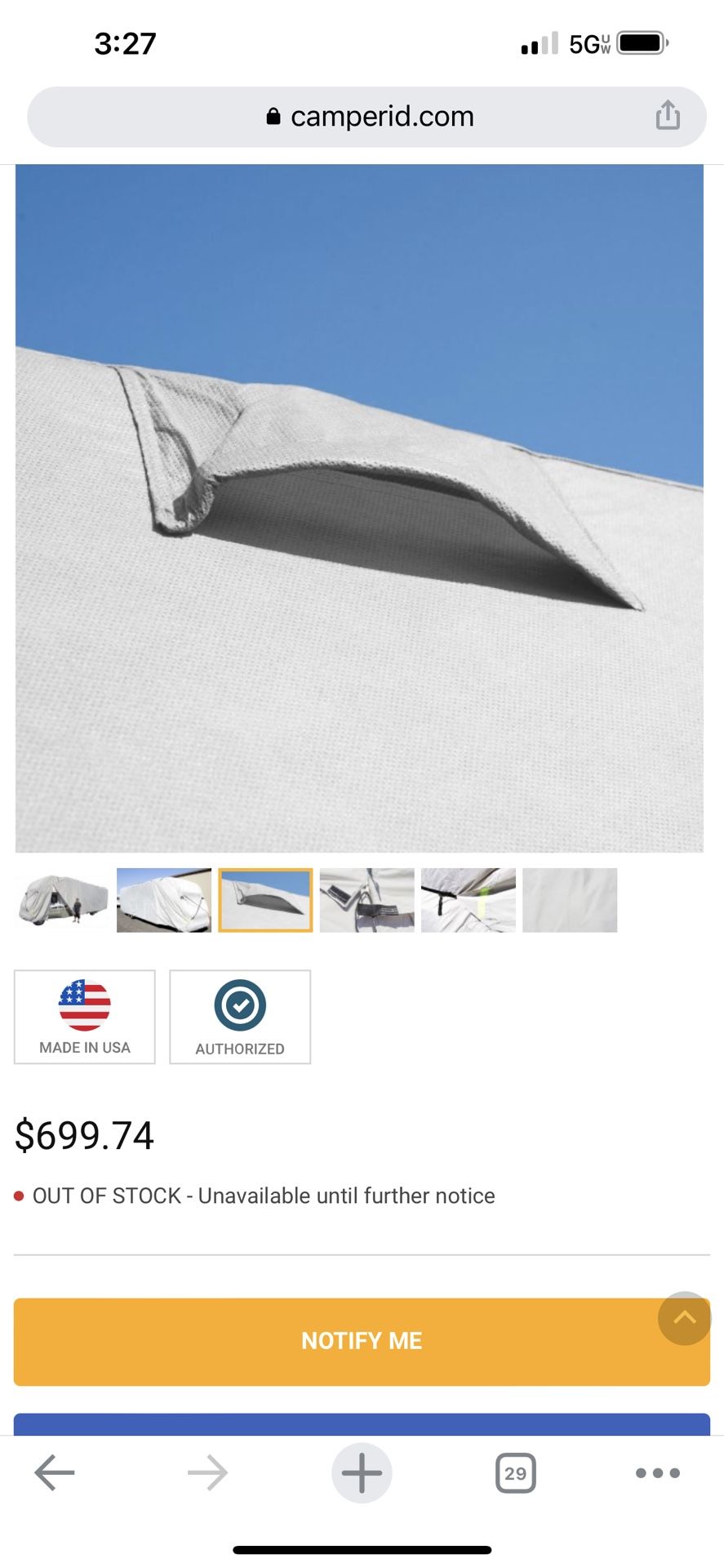 Budge® RVRP-34 - Premier™ Class C Motorhome Cover (Gray, Up to 33')